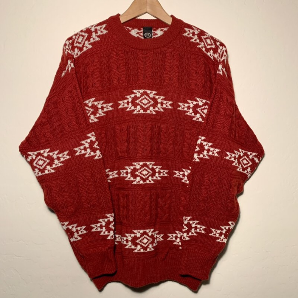 Medium Red & White Knit Sweater C&A